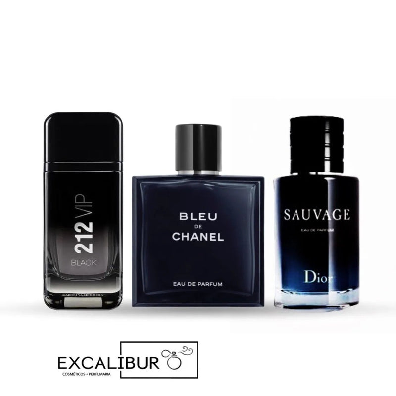 ( 212 Black, Bleu de Chanel e Sauvage ) 100ml – Os 3 melhores perfumes masculinos do mundo.