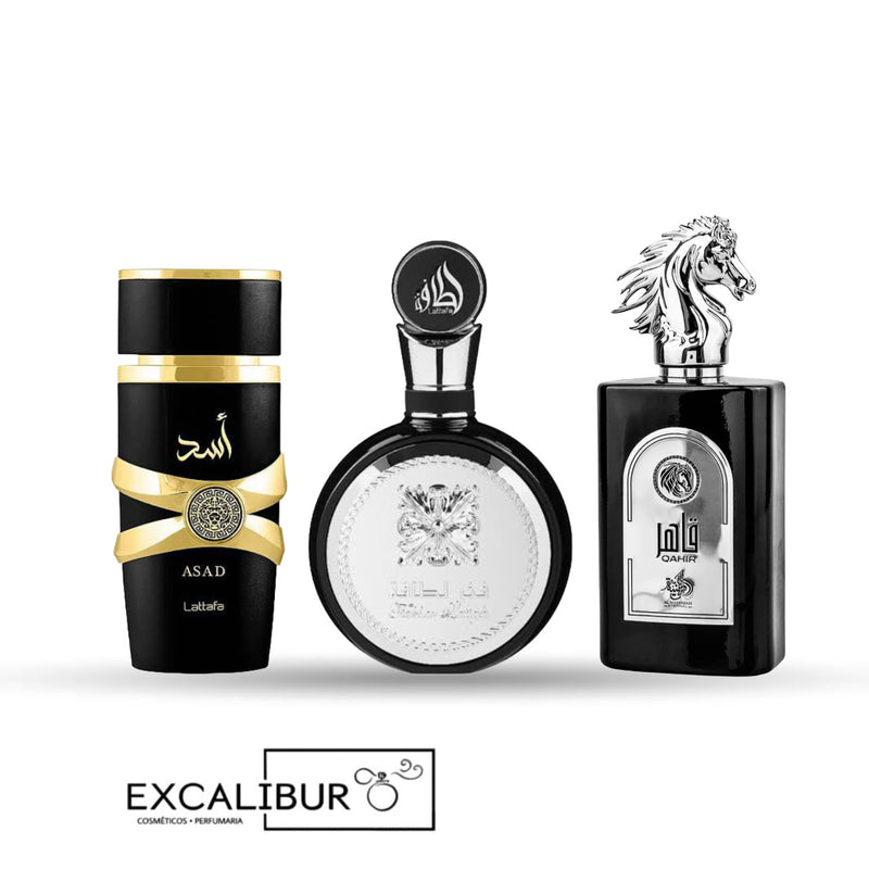 Promoção Compre 1 leve 3 – Lattafa Fakhar, Al Wataniah EQAAB e Assad Lattafa – Oferta De Black Friday – 100ml cada